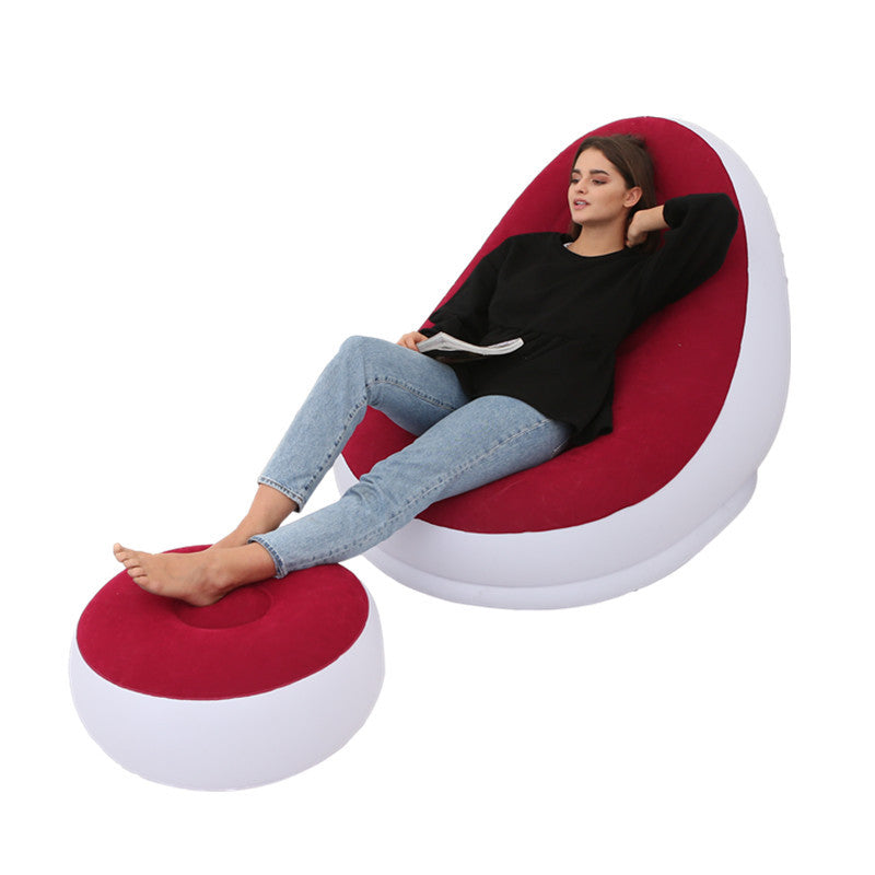 The new thickened inflatable sofa lazy sofa with footstool outdoor foldable portable recliner three-color optional spot