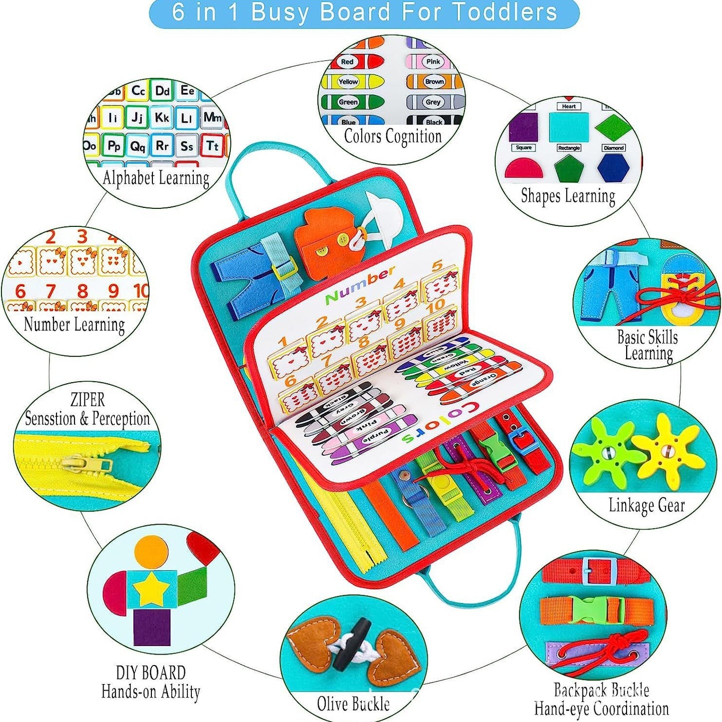 Felt Learning Board Busy Board Dressing Board Cross-Border CPC Certification Amazon Hot Selling Early Education Board Children's Educational Play