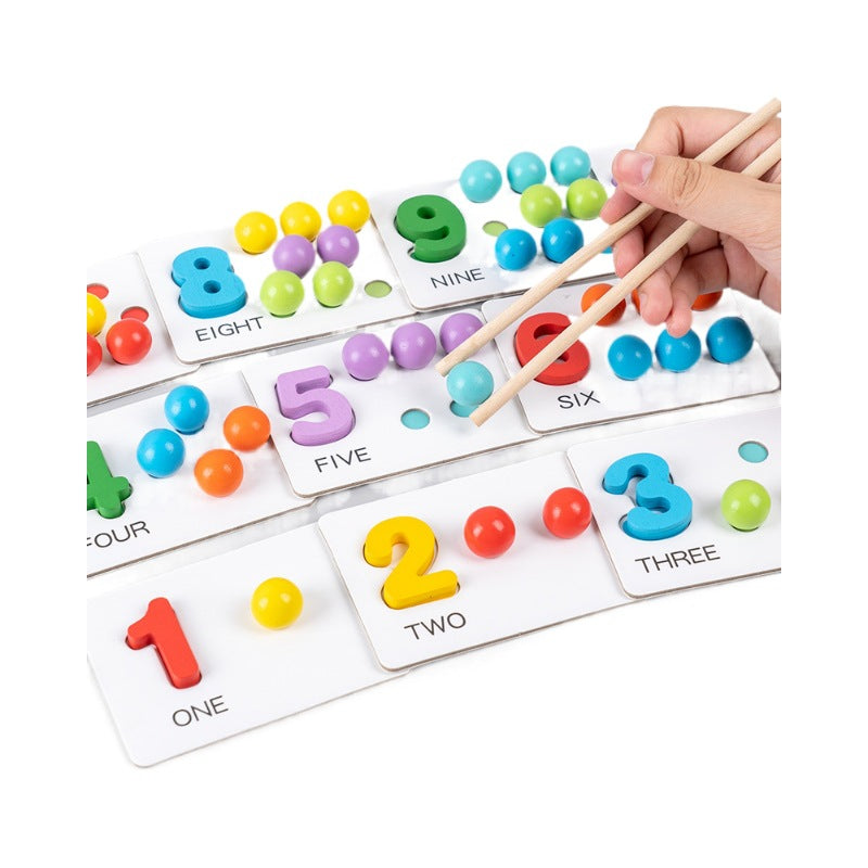 Montessori math puzzle teaching aids wooden number calculation clip bead matching game number recognition matching puzzle