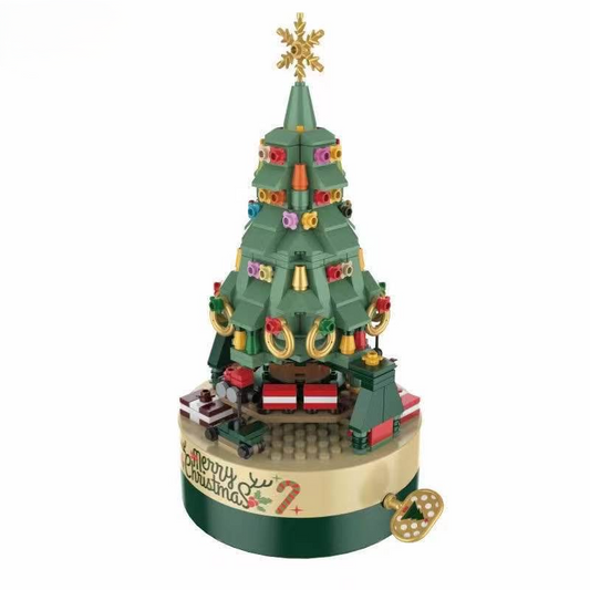 Colorful Building Blocks Christmas Tree Rotating Music Box